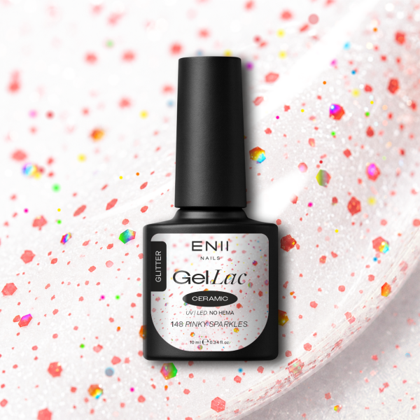 Gel lak Ceramic 148 Pinky Sparkles - gelový lak bez HEMA, 10 ml