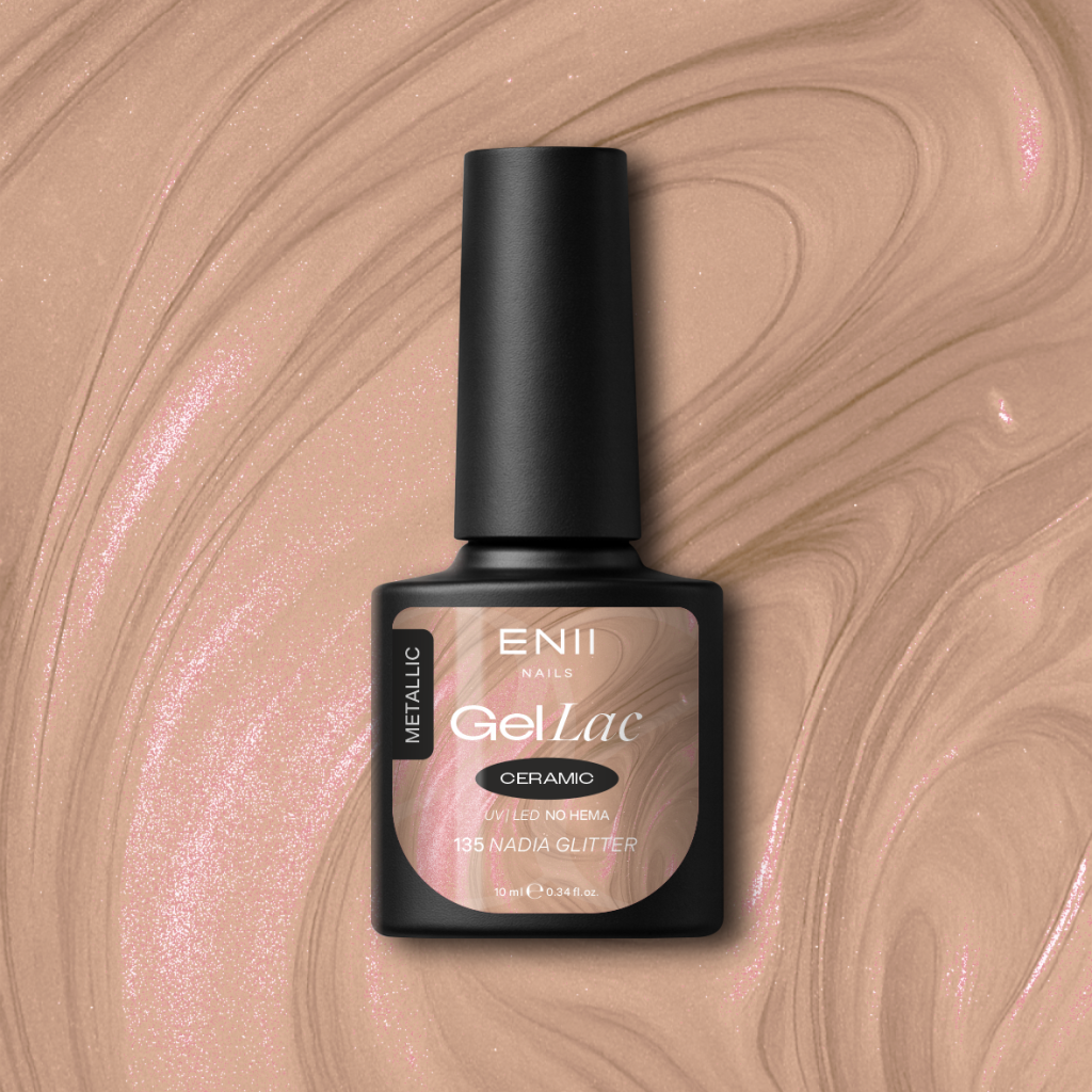 Gel lak Ceramic 135 Nadia Glitter - gelový lak bez HEMA, 10 ml