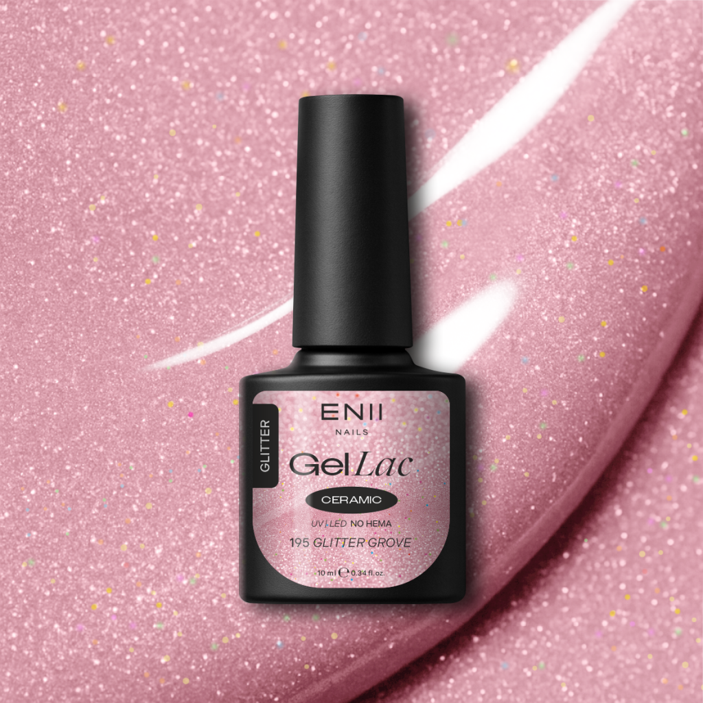 Gel lak Ceramic 195 Glitter Grove - gelový lak bez HEMA, 10 ml