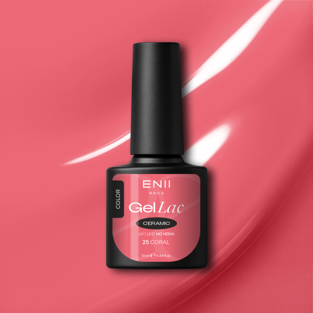 Gel lak Ceramic 25 Coral - gelový lak bez HEMA, 10 ml