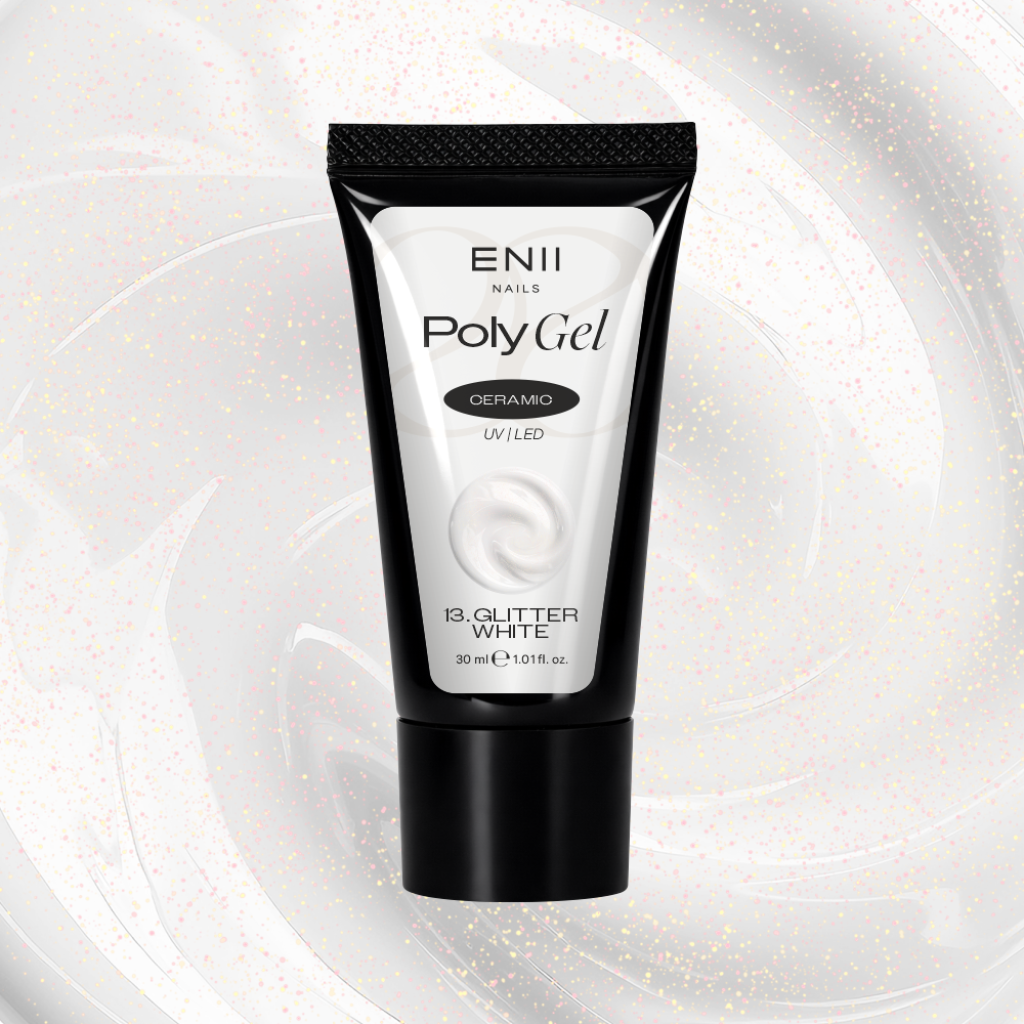 Glitter Polygel Ceramic 13 Glitter White - polygel v tubě, 30 ml