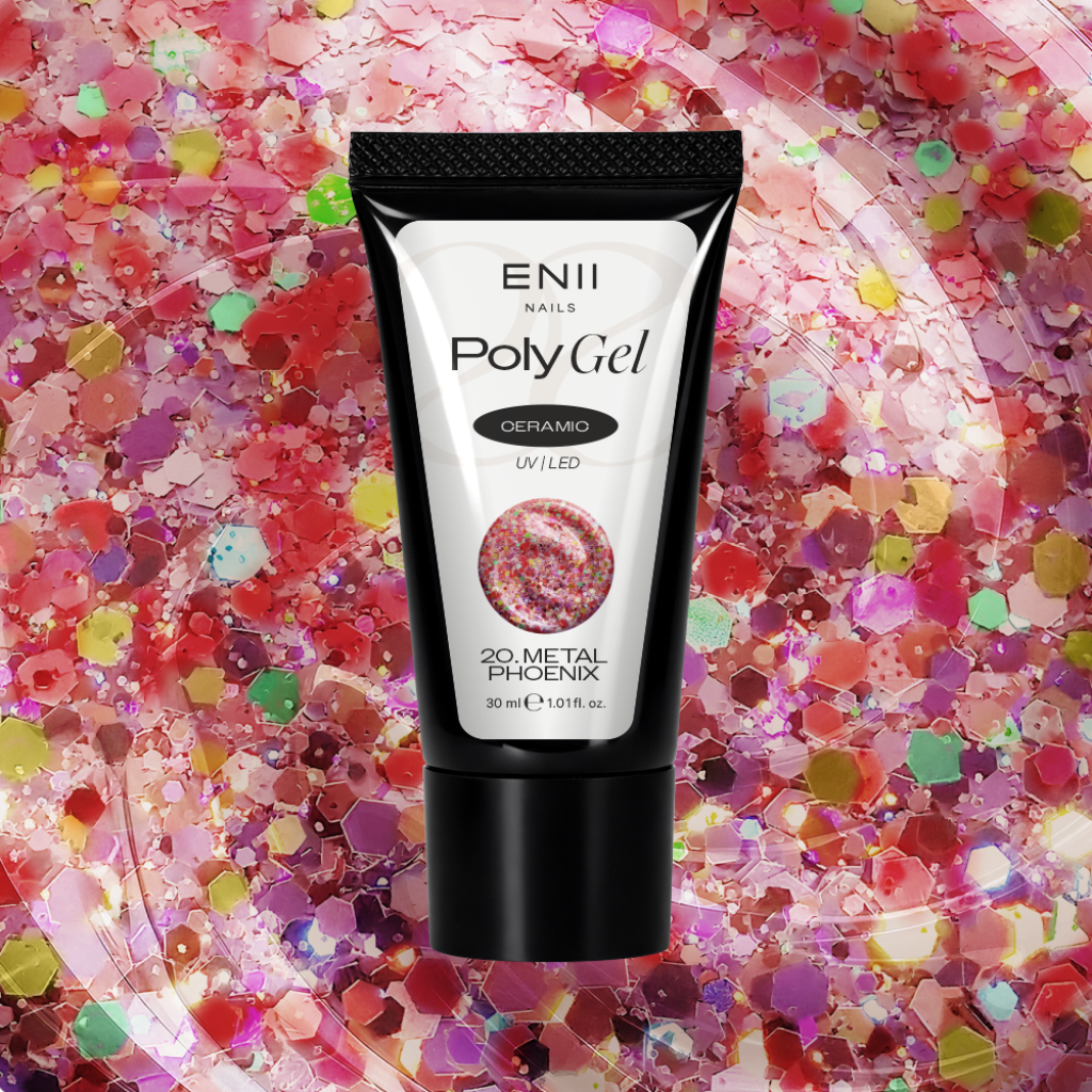 Glitter Polygel Ceramic 20 Metal Phoenix - polygel v tubě, 30 ml